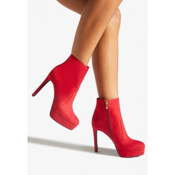 NIB Faux Suede Platform Stilleto Booties - Picture 1 of 7